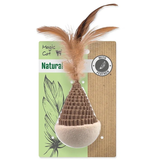 Hračka MC Natural Fun kužel s pierkami kartón/plyš biela 6 cm