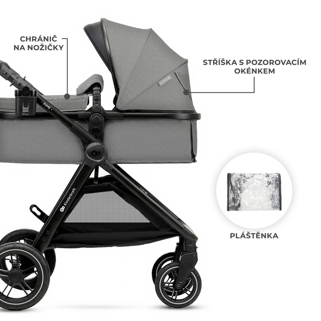 KINDERKRAFT Kočík kombinovaný 3v1 Esme Pro Moonlight Grey