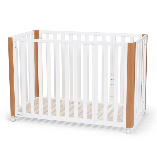 KINDERKRAFT SELECT Lesena posteljica Koya s funkcijo ograje, vključno z vzmetnico White, Premiu