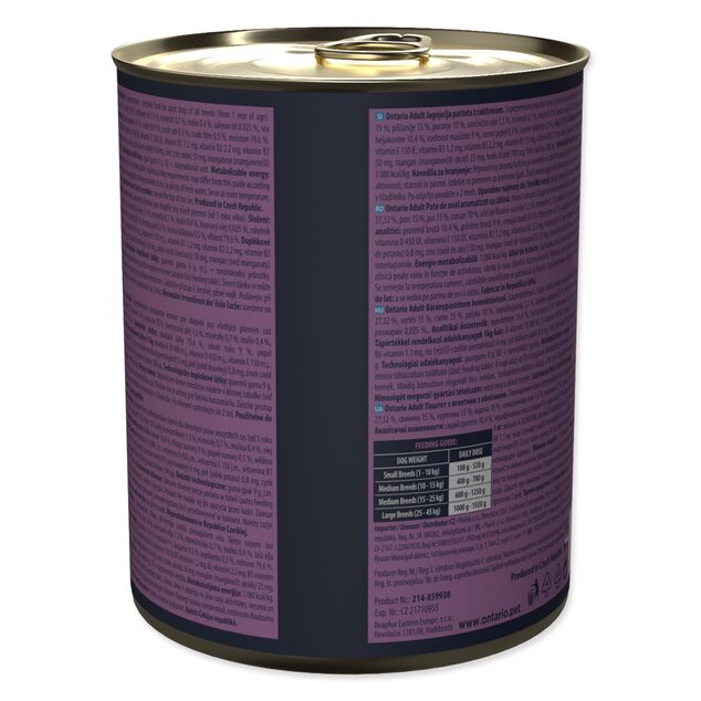 Conserva Ontario Adult paté di agnello con aroma di olivello spinoso 800g