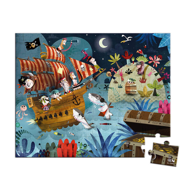 Janod Puzzle v kufríku Lovci pokladov 36 ks