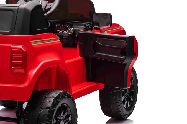 Elektrické autíčko Toyota Landcruiser 12V, červené, široké jednomiestne sedadlo, 2,4 GHz d