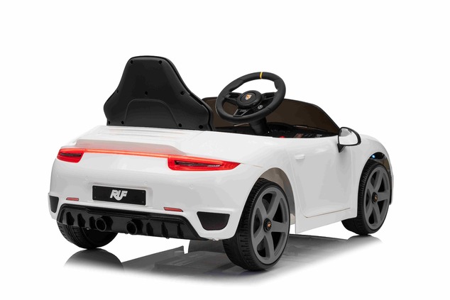 Elektrické autíčko RUF GT 12V, biele, Otváracie dvere, 2.4 GHz diaľkové ovládanie, LED sve