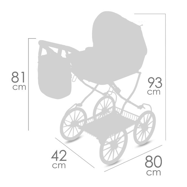 DeCuevas 80070 Passeggino pieghevole per bambole con borsa Honey 2026 – 81 cm