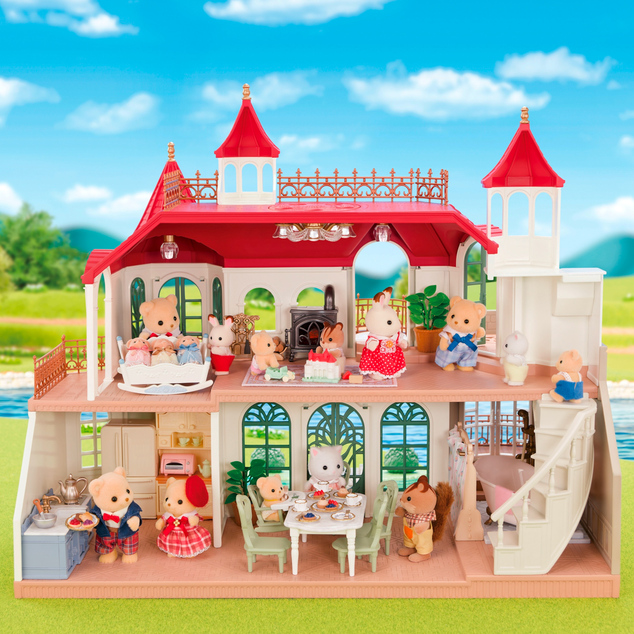 Sylvanian Families Villa mit rotem Dach am Fluss