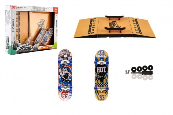 Skateboard prstový skrutkovací 2ks plast s rampou s doplnkami