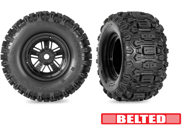 Traxxas koleso, disk Funco Replica čierny, pneu Sledgehammer (2) (Belted)