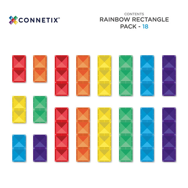 CONNETIX® Rainbow Rectangle Pack 18 pc magnetická stavebnica 18 ks