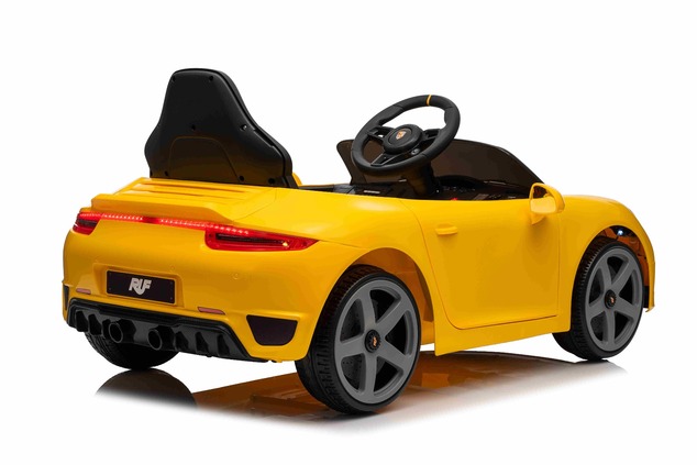 Elektrické autíčko RUF GT 12V, žlté, Otváracie dvere, 2.4 GHz diaľkové ovládanie, LED svet