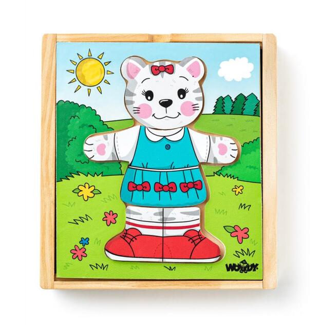 Woody Puzzle guardaroba Kitten, 18 pezzi