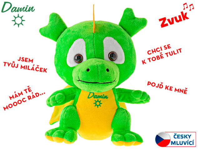 Dráček Damin plyšový 19cm na baterie česky mluvící
