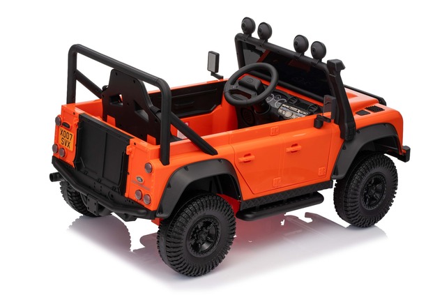 Elektrické autíčko Land Rover Defender 110 SVX 12V, oranžové, 4X4 pohon, LED svetlá, predn
