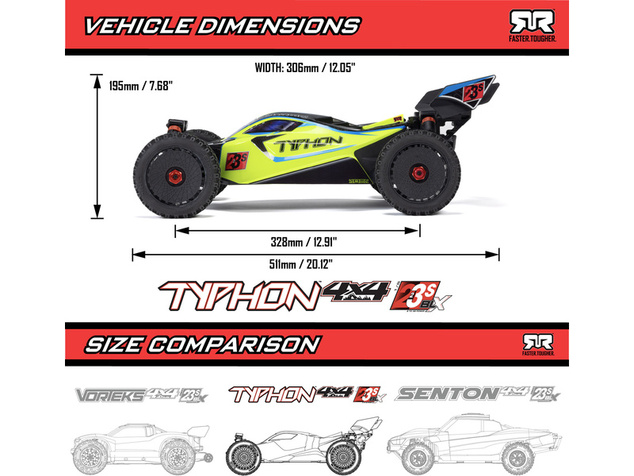 Arrma 1/8 Typhon 223S BLX 4WD RTR DSC Modrá