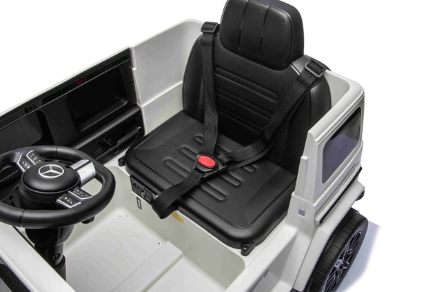 Auto elettrico Mercedes G580 12V, bianco, telecomando 2,4 GHz, Bluetooth, USB /