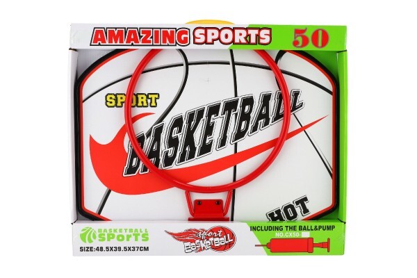 Basketbalový kôš drevo/kov/sieťka/lopta s pumpičkou