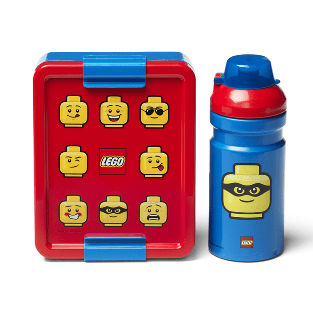 LEGO® ICONIC Classic Snack-Set (Flasche und Schachtel) - rot / blau