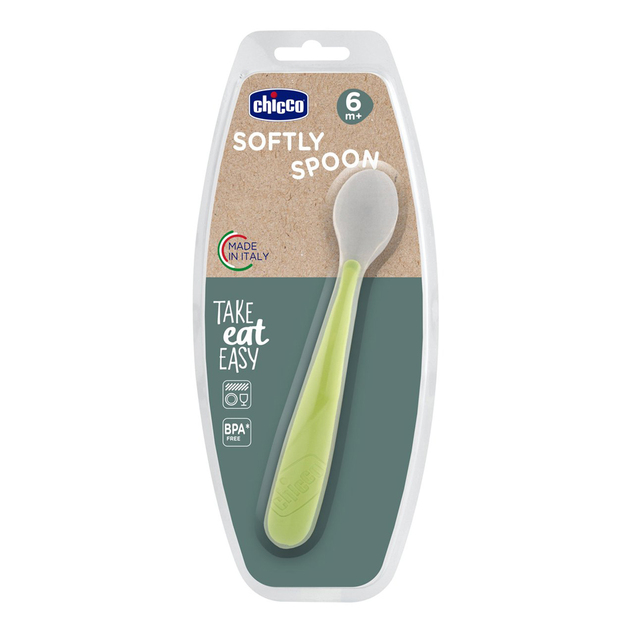CHICCO Silikonska žličica Soft zelena 6m+