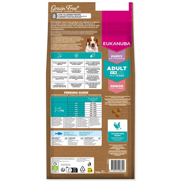 Krmivo EUKANUBA Grain Free Adult Small &amp; Medium rich in ocean fish 12 kg