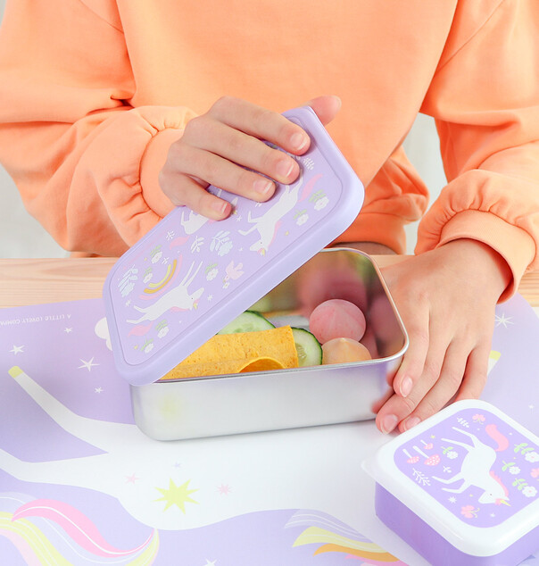 A Little Lovely Company – boîte à déjeuner en acier inoxydable avec couvercle en plastique – licorne