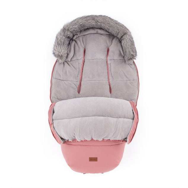 PETITE&amp;MARS Ensemble de chancelière d'hiver Comfy 4 en 1 + gants pour poussette Furry Old Rose
