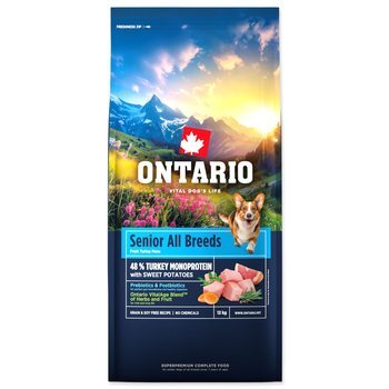Krmivo Ontario Senior All Breeds Monoprotein Turkey &amp; Sweet Potatoes 12kg