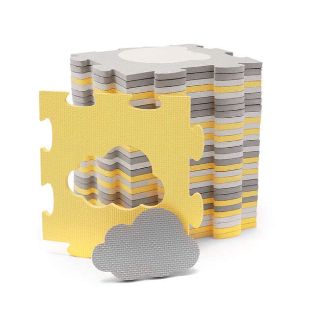 KINDERKRAFT SELECT Podložka penová puzzle Luno Shapes 185 x 165 cm Yellow, 30ks, Premium