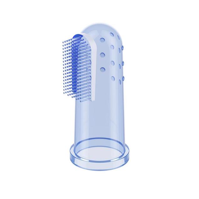 BABYONO Cepillo de dientes de dedo con estuche azul