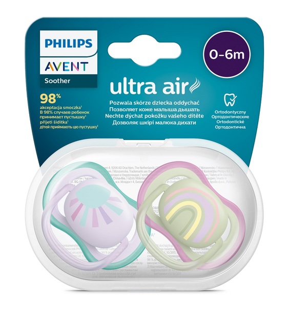 Philips AVENT Duda Ultra air image 0-6m punčka (mavrična) 2 kos