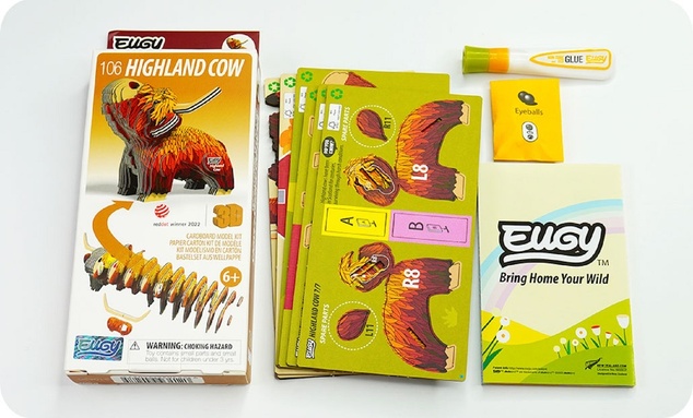 EUGY Skotská kráva 3D kartonová skládačka