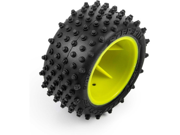 Pro-Line ruota con pneumatico Edge anteriore / Step Pin posteriore, disco giallo, Hex 7mm (4): Losi 