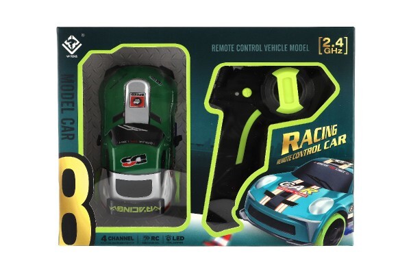 Auto RC závodné 2,4 GHz plast 12cm na batérie so svetlom zelené