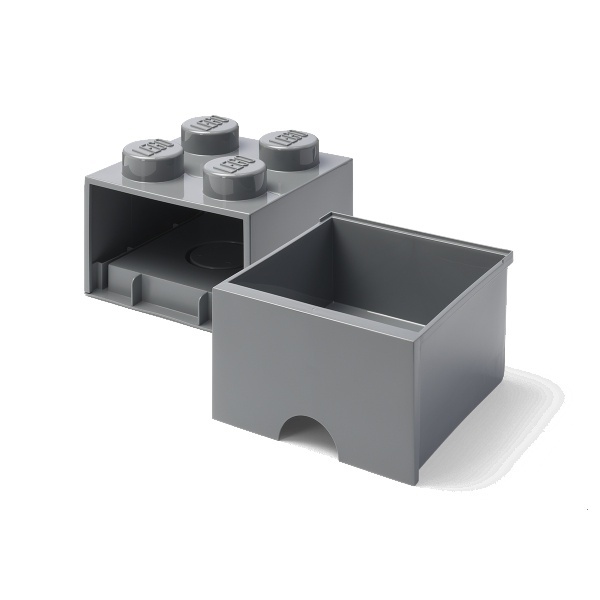 LEGO® škatla za shranjevanje 4 - s predalom temno siva 250 x 250 x 180 mm
