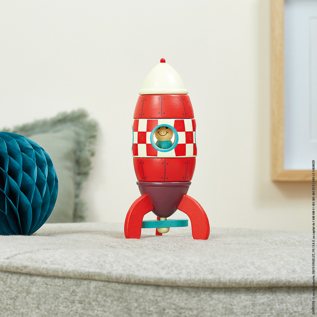 Janod Drevená magnetická skladačka Raketa Kit Magnet 16 cm 9 ks