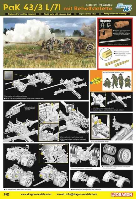 Model Kit vojaški 6522 - PaK 43/3 L/71 MIT BEHELFSLAFETTE (1:35)