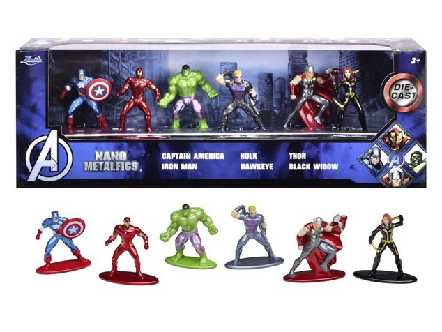 Jada Marvel Avengers Metall-Sammelfiguren Nanofiguren 1,65" - 6 Stk.