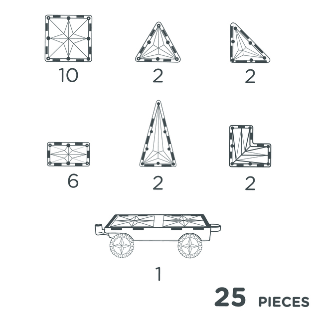 Cleverclixx Magnetická stavebnice Wheels Pack Intense – 25 ks