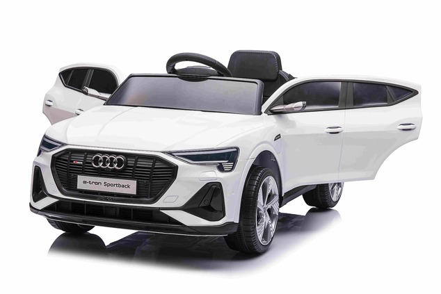 Elektrické autíčko Audi E-tron Sportback 12V, biele, široké jednomiestne sedadlo
