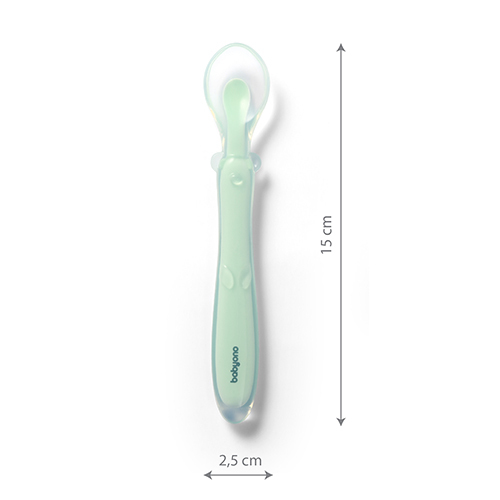 BABYONO Cuillère en silicone - menthe 6m+