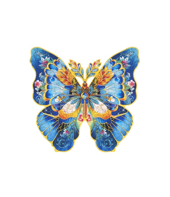 RoboTime Drevené puzzle motýľ Morpho Helena