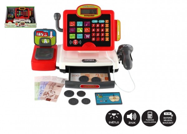 Pokladňa malá digitálny plast na batérie so zvukom a svetlom