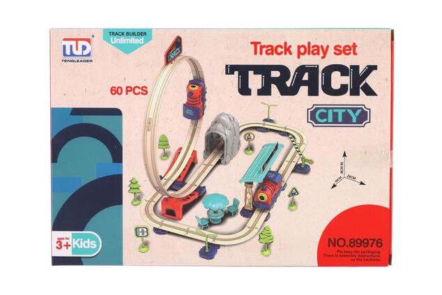 Treno con binari 60 pezzi a batteria 30x21x6cm