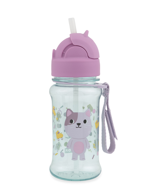 SKIP HOP Bottiglia con cannuccia 355ml Besties Squad Gattino 12m+