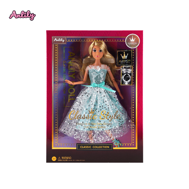 Modepuppe im Abendkleid - langes hellblaues