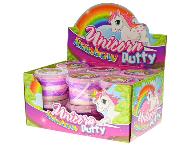 Pâte à modeler licorne rebondissante 110g licorne arc-en-ciel en pot