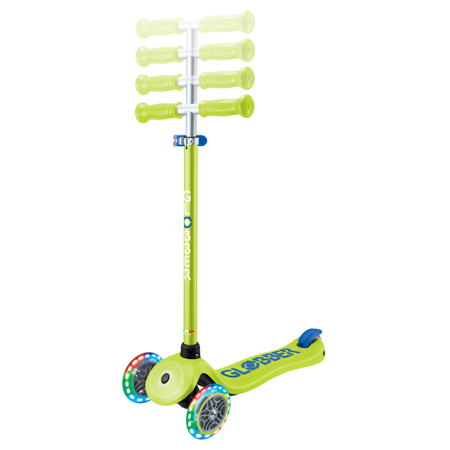 Globber Kinderroller Plus - Primo Plus Lights V2 - Leuchtend - Limettengrün/Marineblau