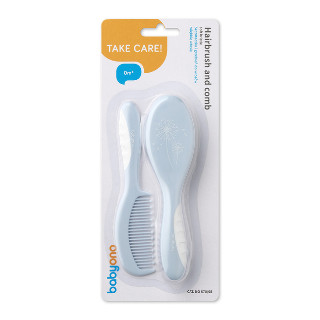 BABYONO Kefe és fésű csúszásmentes fogantyúval Blue