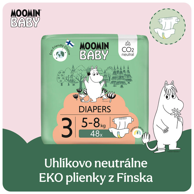 Moomin Baby 3 Midi 5–8 kg (48 ks), eko plienky