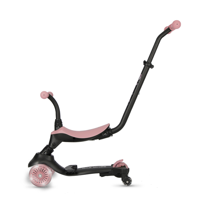 QPLAY Romobil / guralica Sema Evo s LED svjetlima Coral Pink, dob 1 - 6 godina, do 50 kg