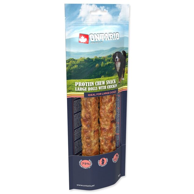 Pochúťka Ontario Protein kura, žuvacia rolka veľká 2ks 25,4cm, Large