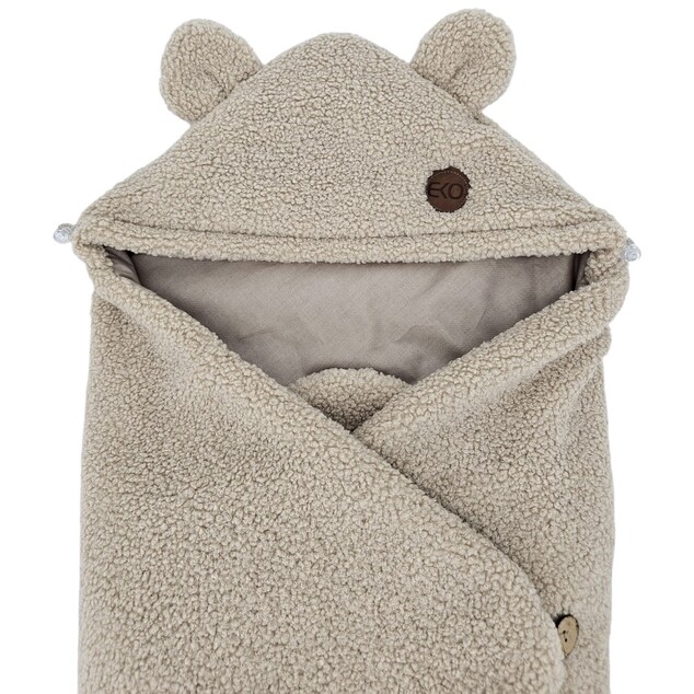 EKO Fußsack für Autositz buclé mit Baumwolle Dunkel Beige 110x100cm